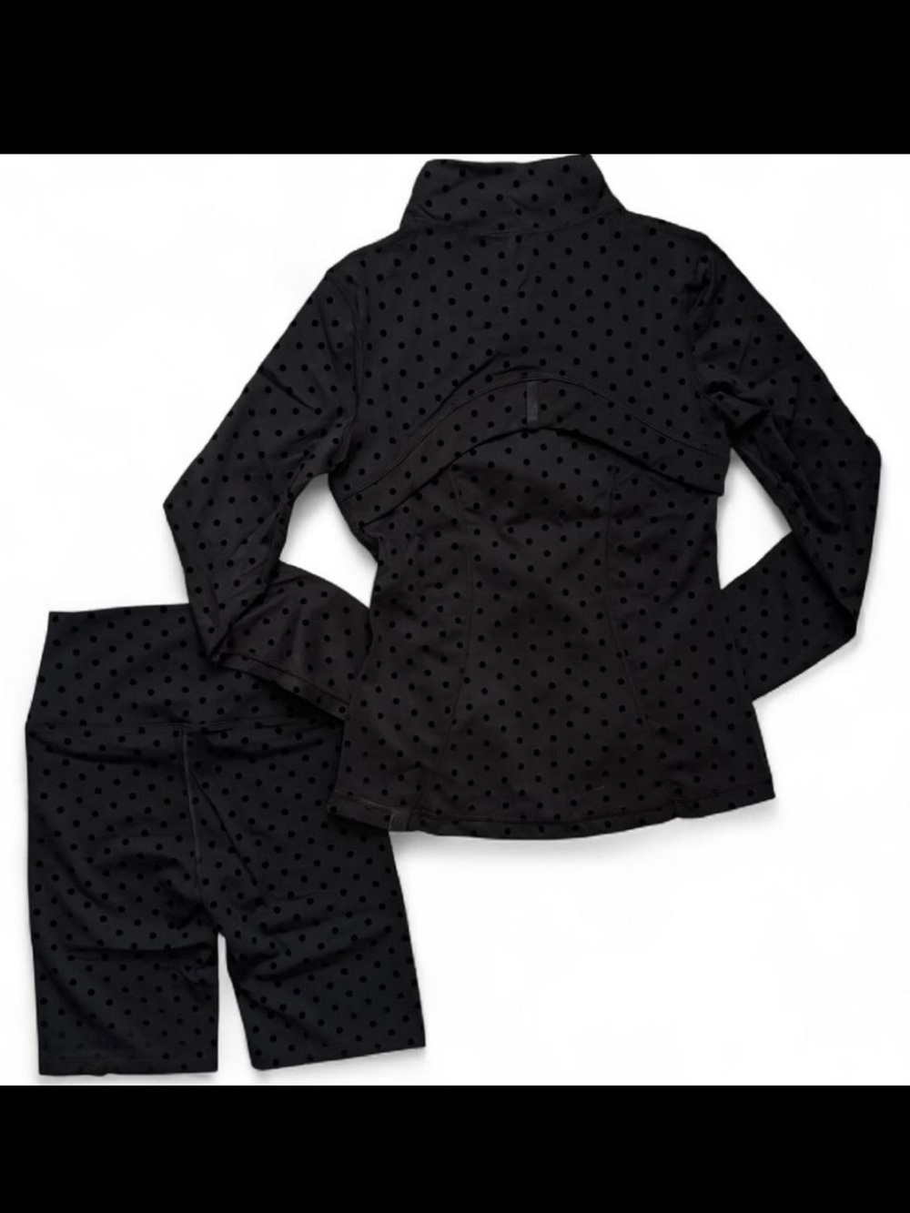 Brand New Lululemon Define Jacket & Shorts Set Black Polka Dot Size 4 - Picture 2 of 5